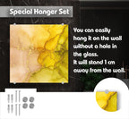 a picture of a yellow and black marble wall