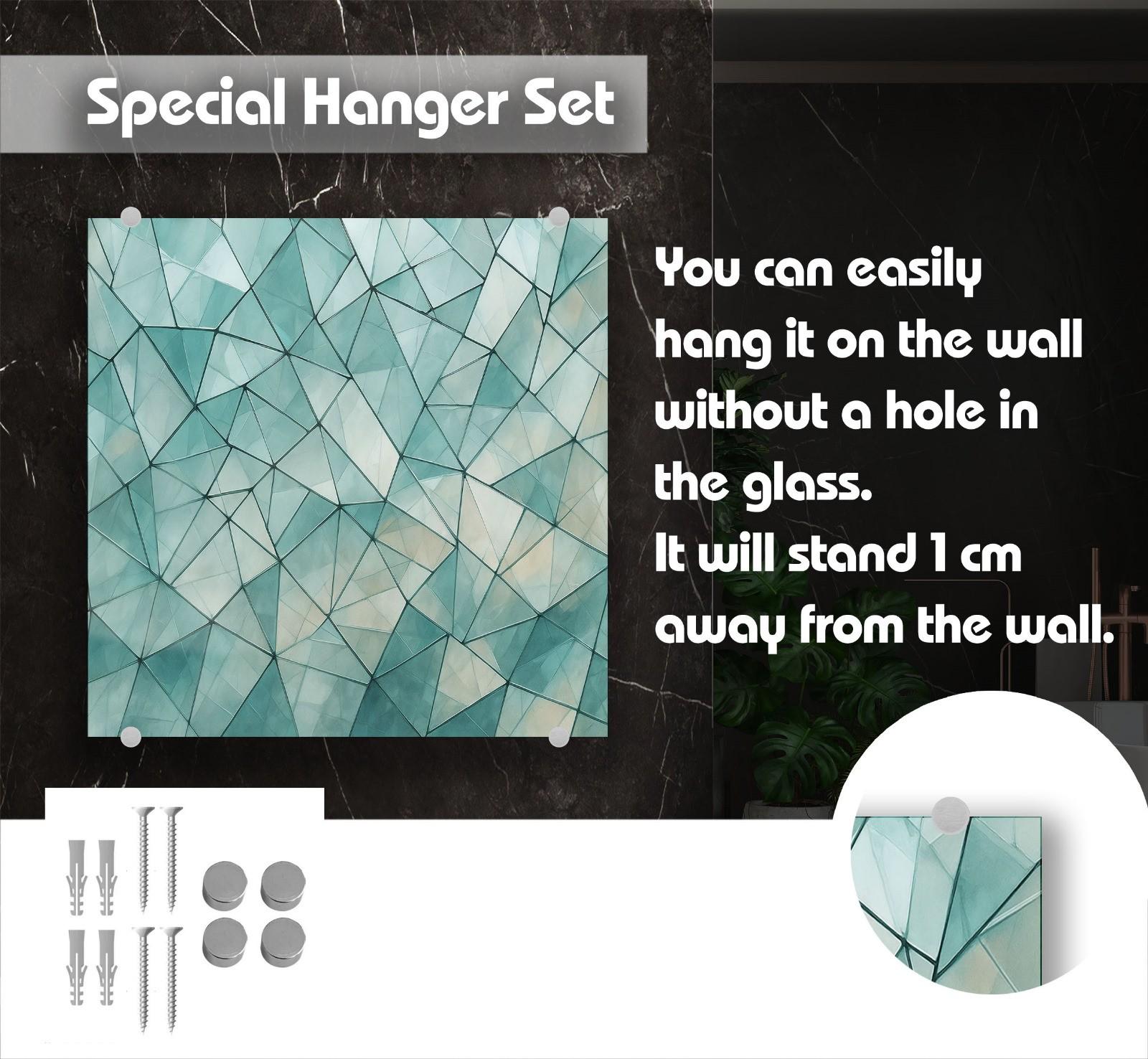 a picture of a glass wall hanging on a wall