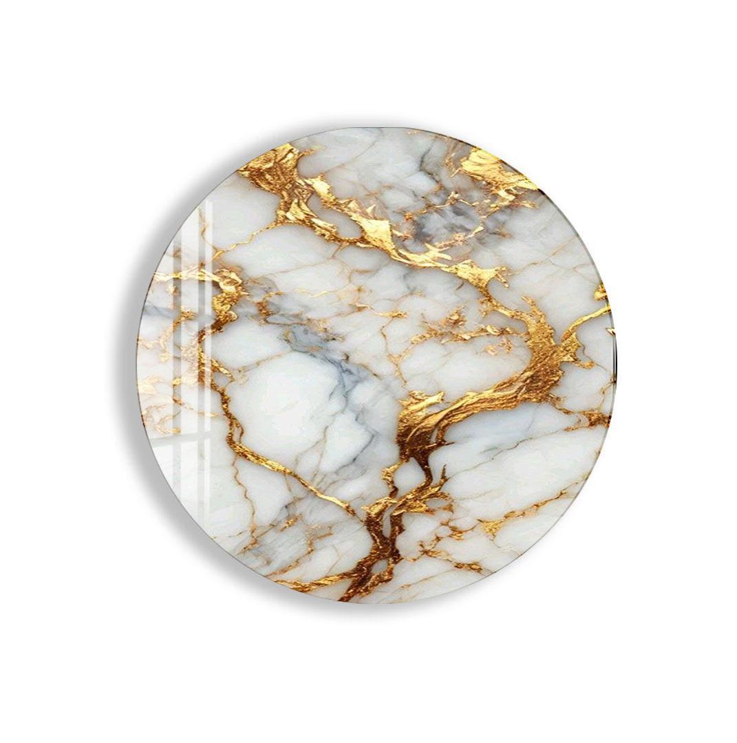 a marble-like surface with a gold-colored pattern, creating a visually striking and elegant design.