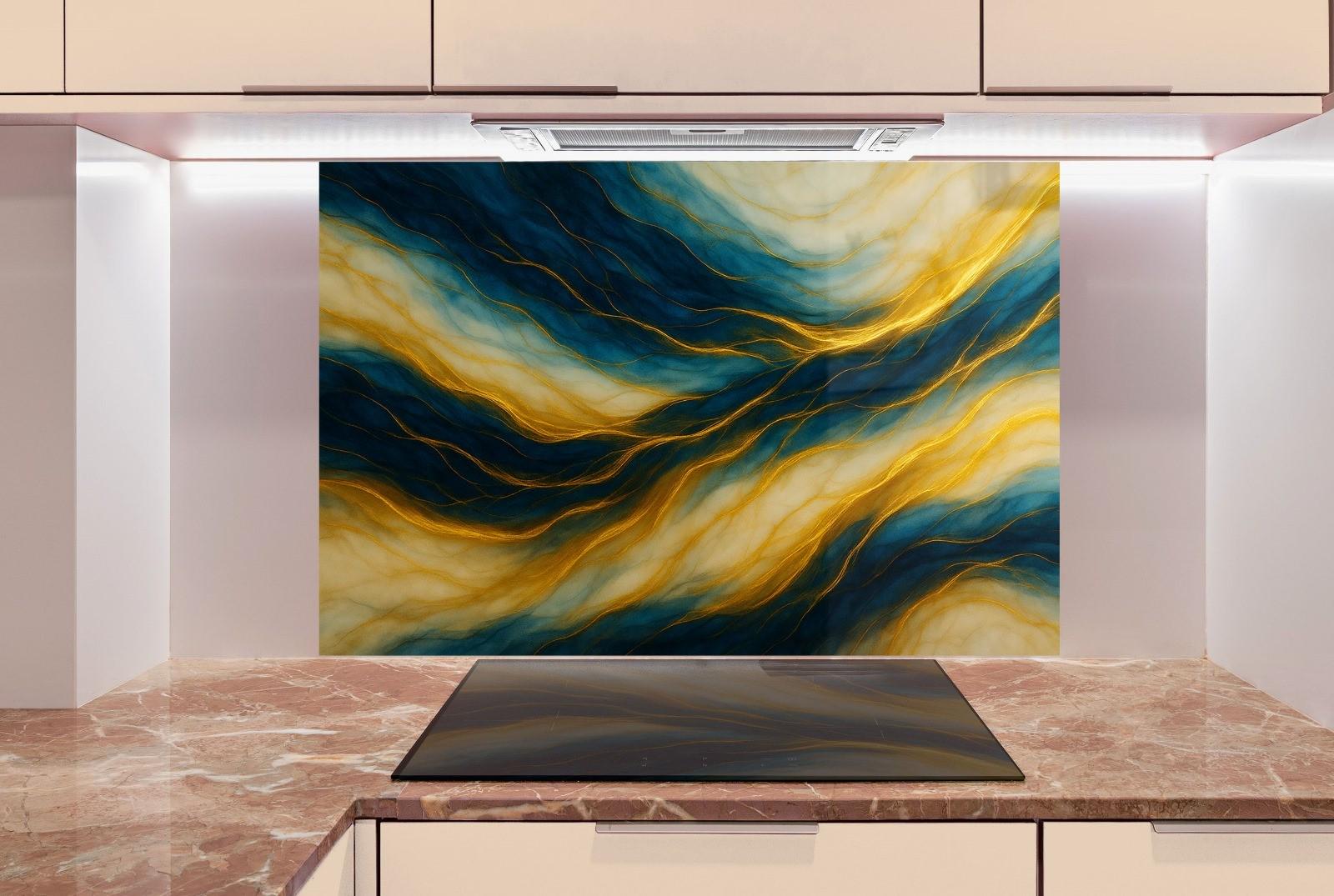 a painting on a wall in a kitchen