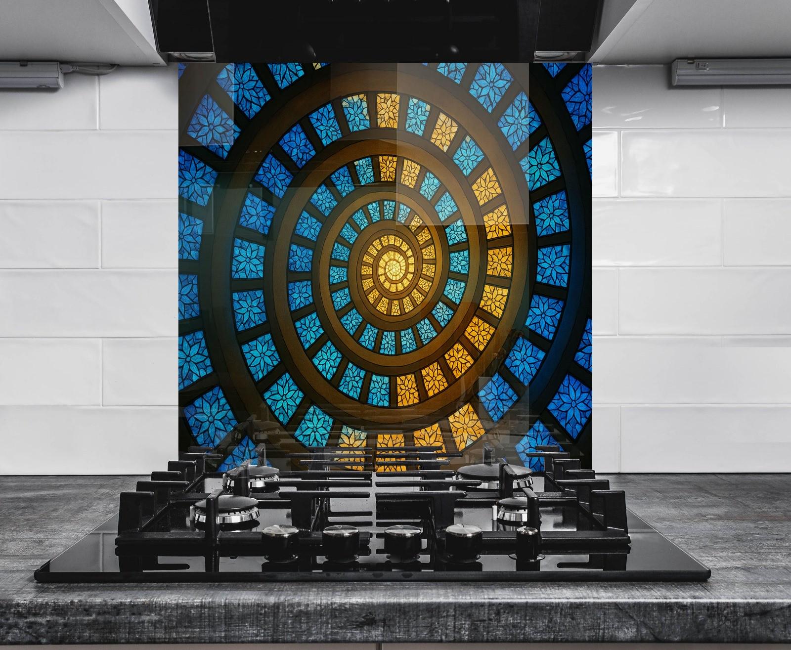 a picture of a circular stained glass window