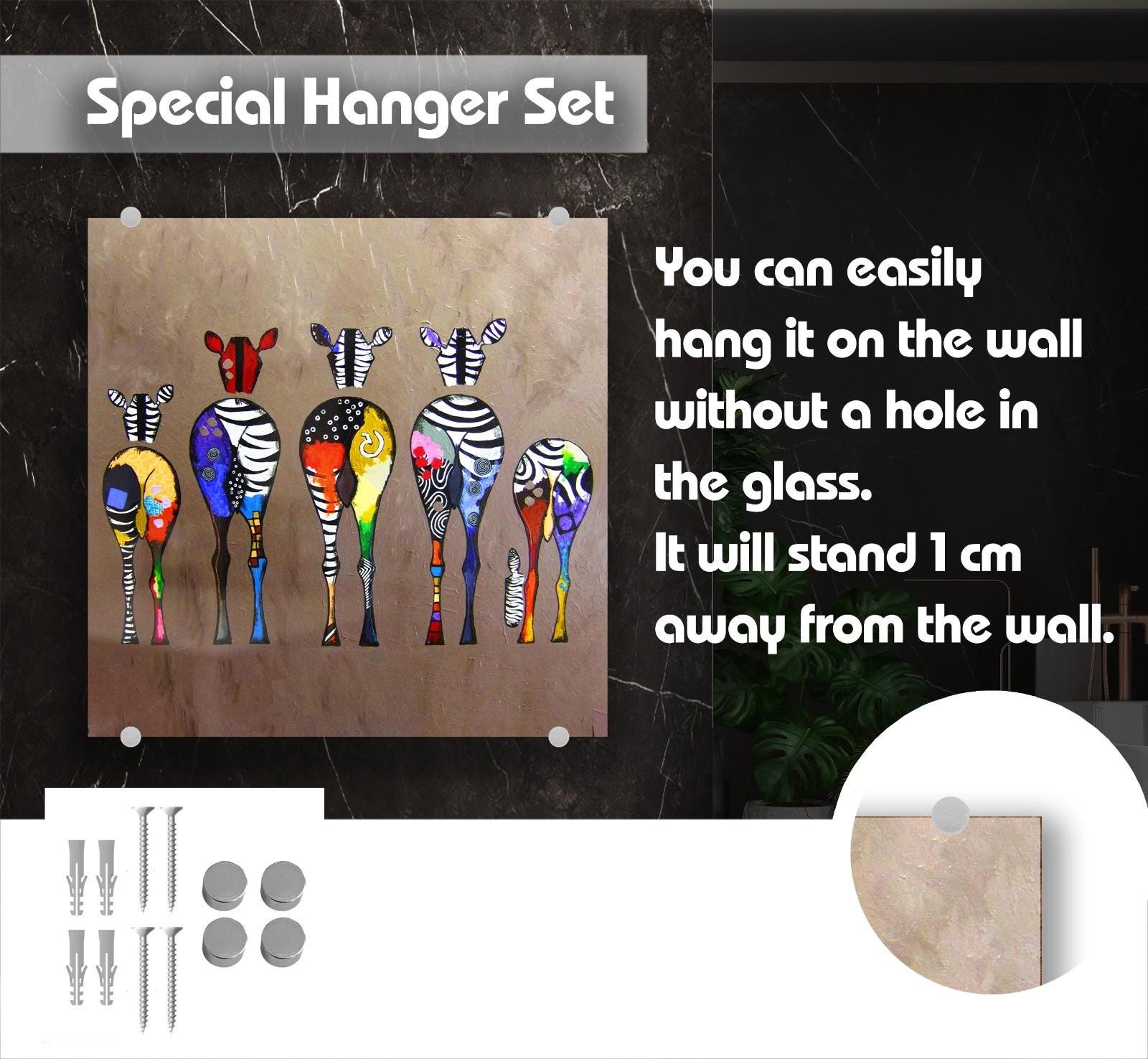 Farmhouse Zebra Print Backsplash - Rustic Kitchen Tile for Stove - Tempered Glass Zebra Splashback