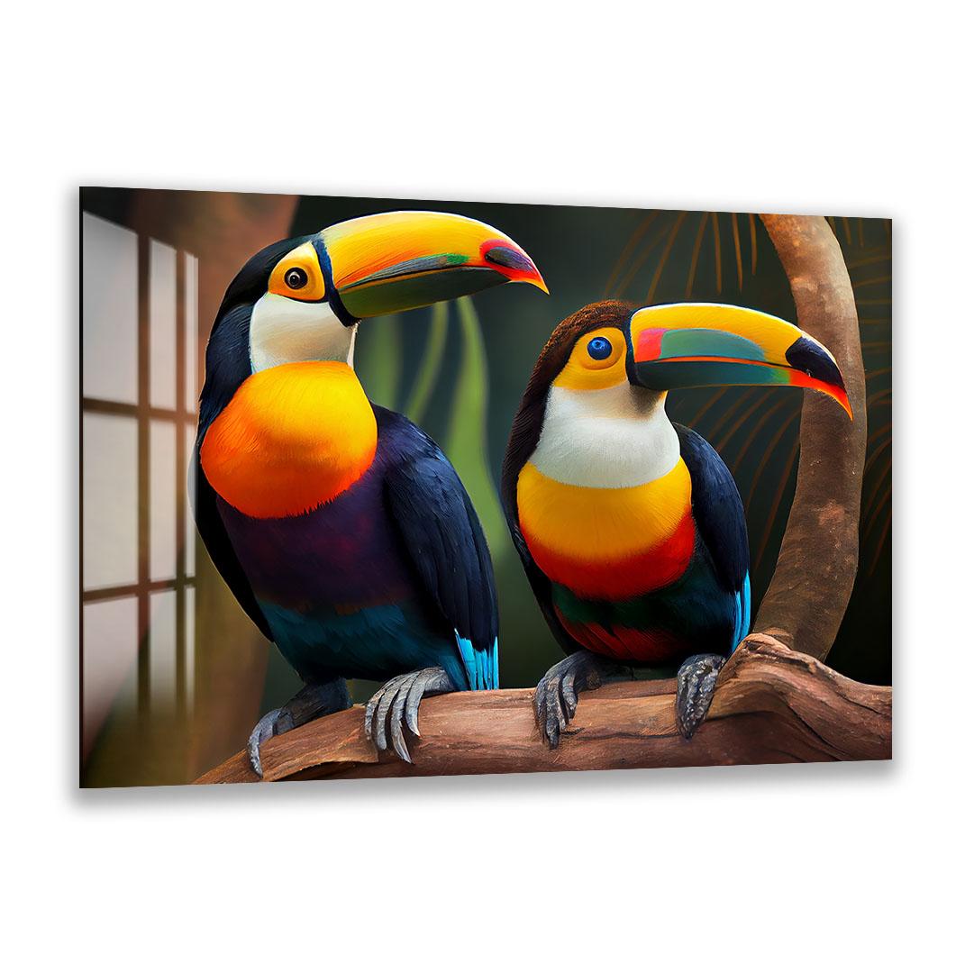 A colorful sea turtle swimming in the clear blue ocean water.