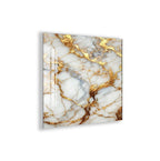 Golden Marble Wall Art: Modern Abstract Design (Tempered Glass)