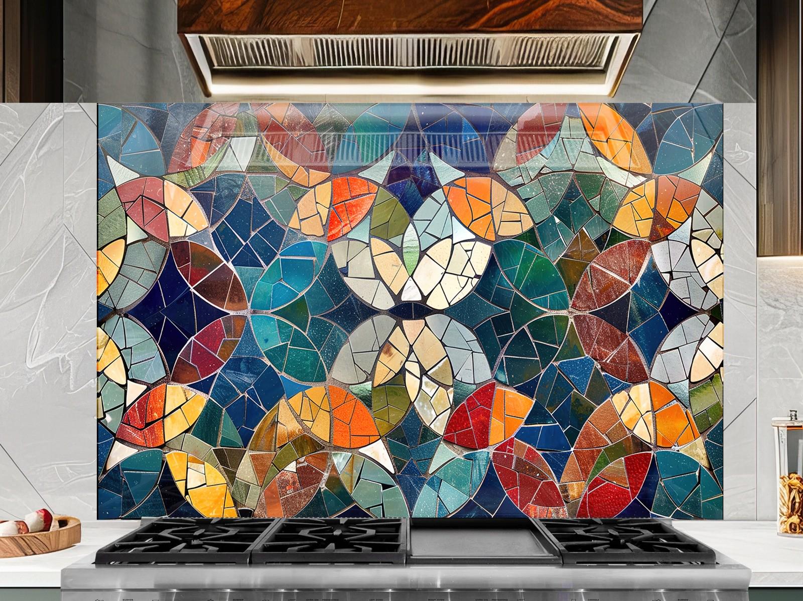 Mosaic Backsplash Tile-Solid Tempered Glass Wall Protection-Kitchen Backsplash-Ethnic Moroccan Splashback-Bathroom Backsplash