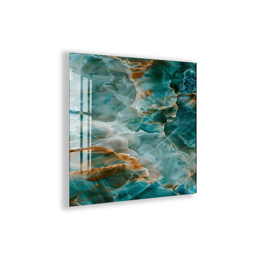 a vibrant abstract pattern with shades of blue, green, and orange, creating a visually striking and dynamic composition.