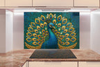 a painting of a peacock on a wall