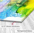 The image is a close-up of a Tempered Glass surface, which is described as having a thickness of 4mm.