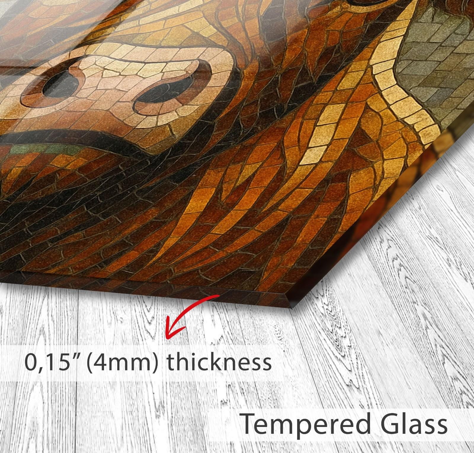 a close up of a wooden floor with a picture of a horse on it