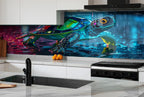 Sea Turtle Tempered Glass Kitchen Backsplash: Stained Splashback