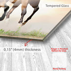 The image is a close-up of a leopard's face, with a text overlay providing information about the glass material and its thickness.