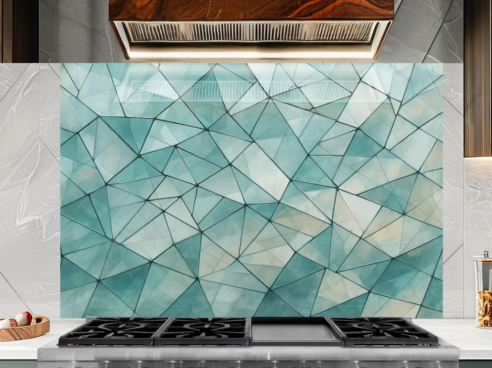 a stove top with a glass mosaic design on it