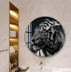 A large, round, circular wall art depicting a close-up of a colorful octopus in a blue and green underwater environment.