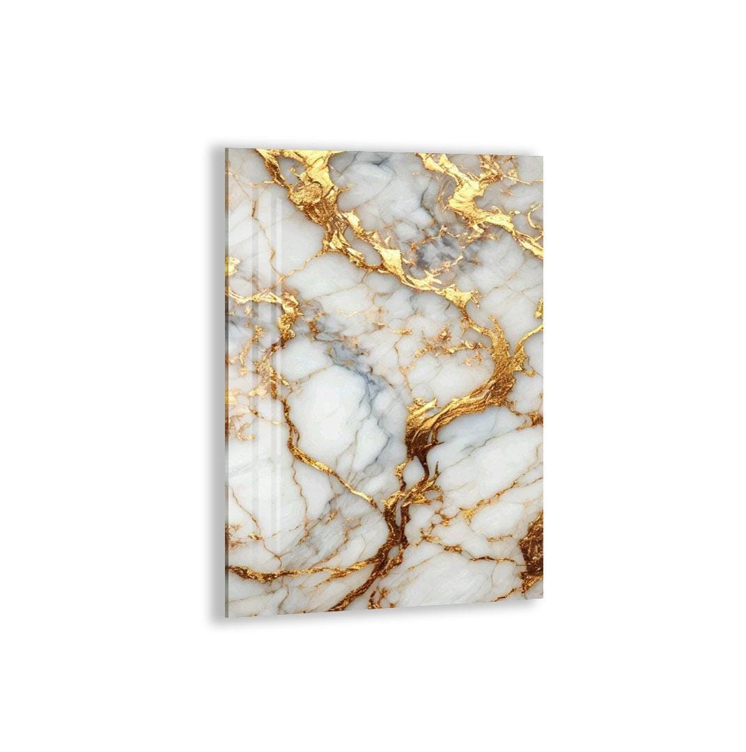 Golden Marble Wall Art: Modern Abstract Design (Tempered Glass)