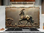 Tempered Glass Horse Kitchen Backsplash: Stove Back Cover