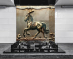 Tempered Glass Horse Kitchen Backsplash: Stove Back Cover