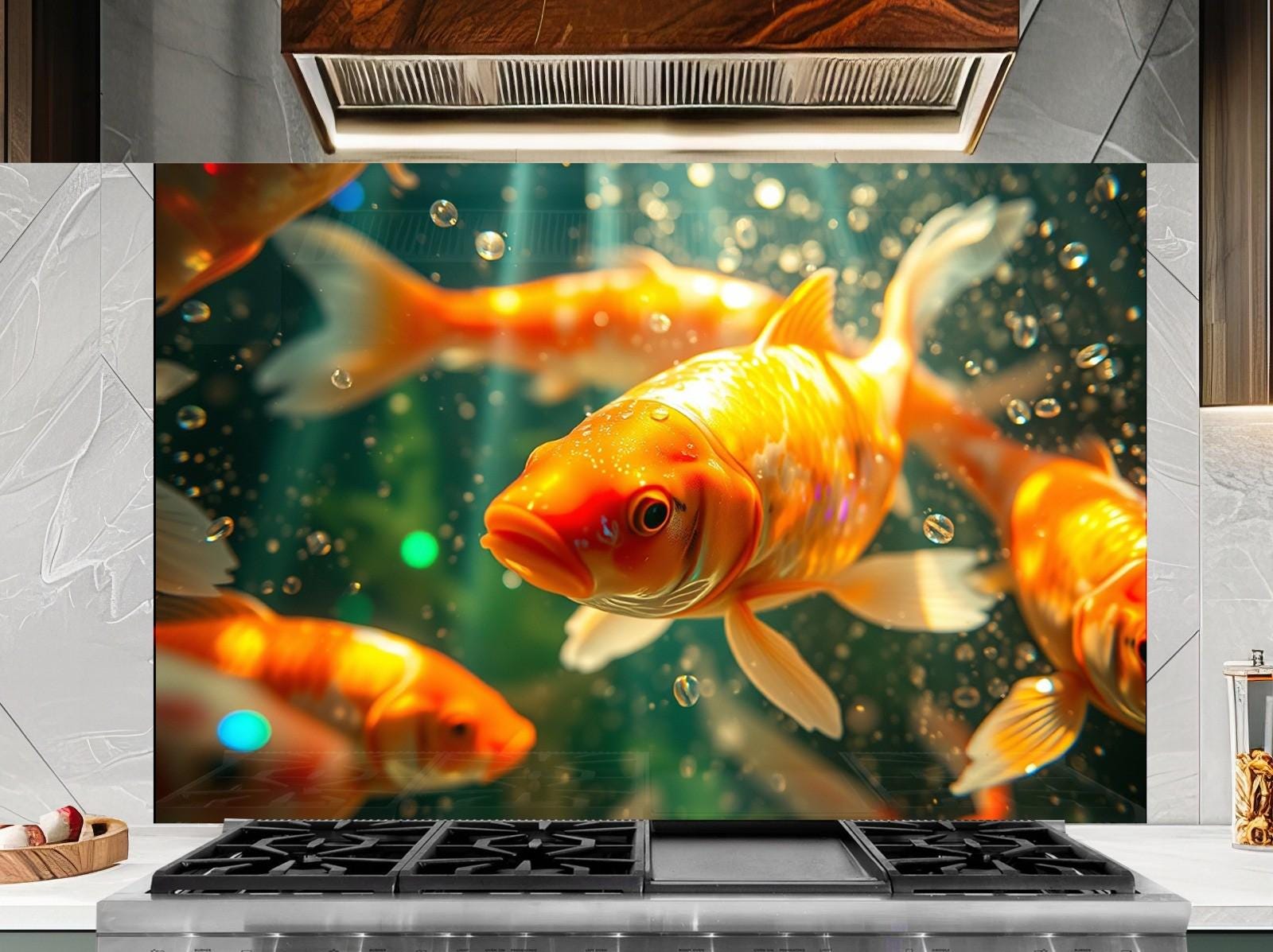 a picture of gold fish swimming in a pond