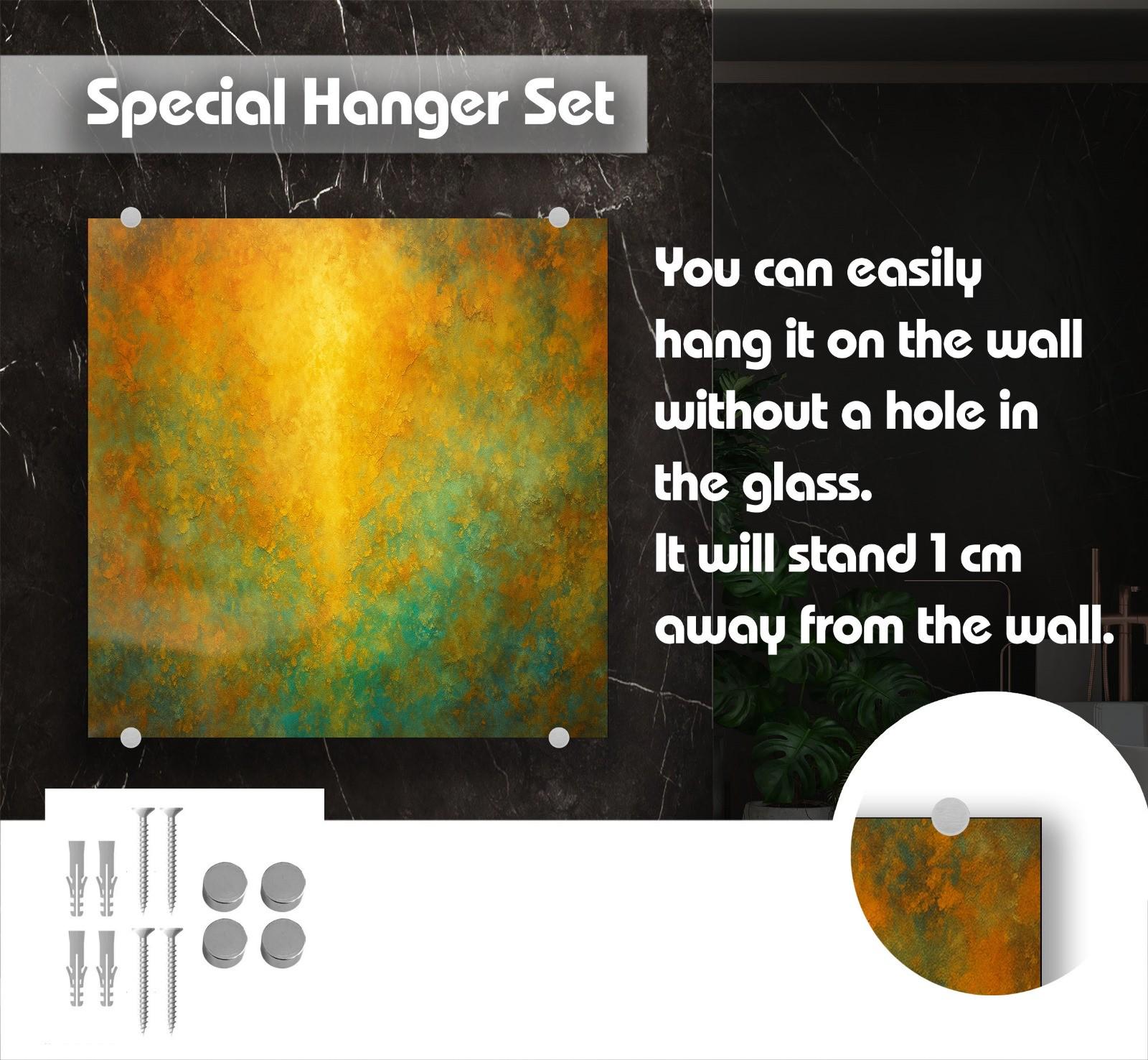 Abstract Art Tempered Glass Backsplash, Gold Black Swirl (Custom Size)