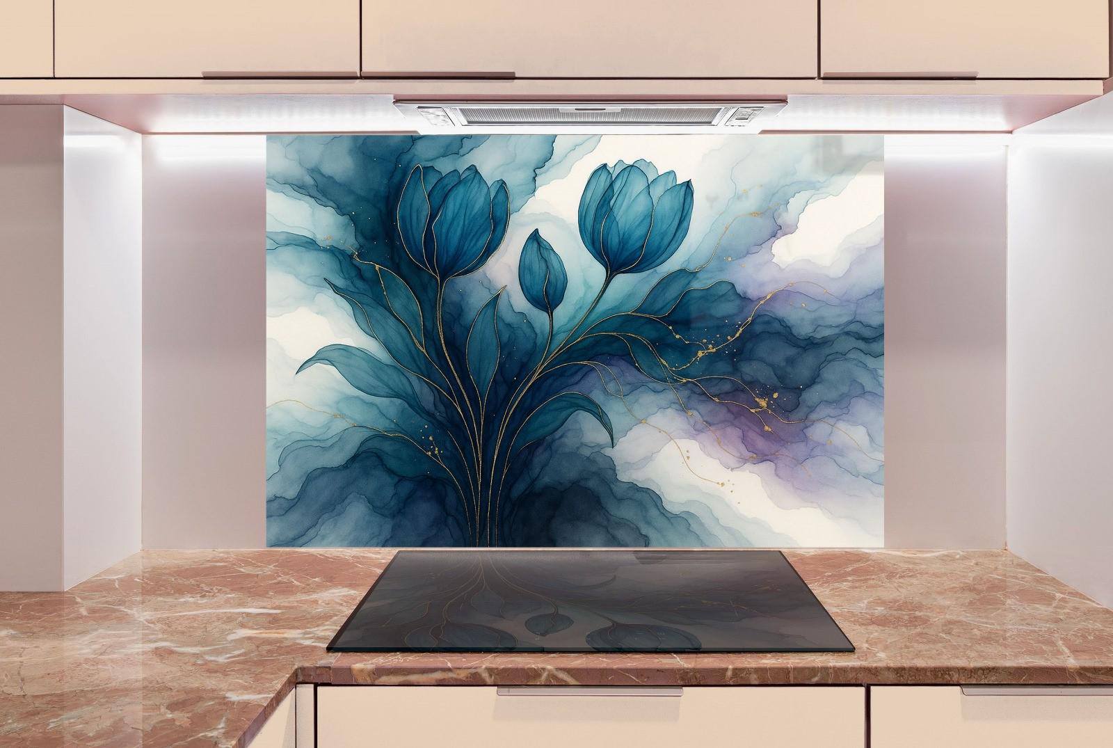 a painting on a wall in a kitchen