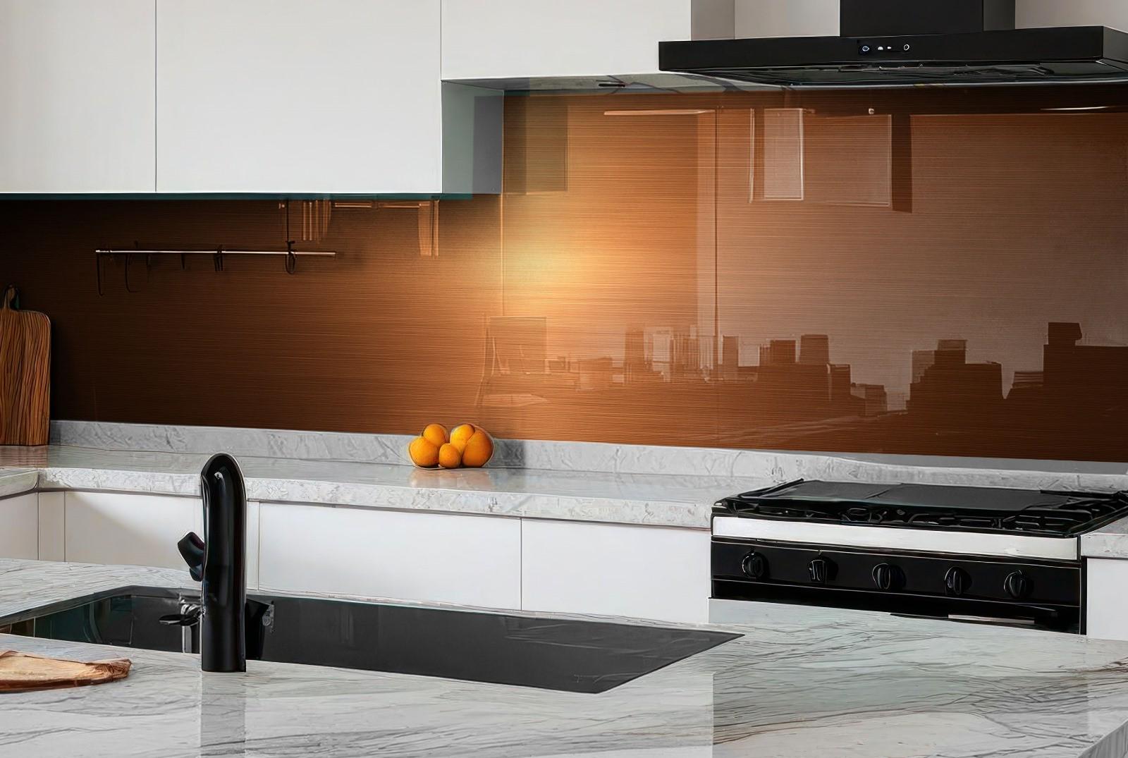 a kitchen with marble counter tops and white cabinets