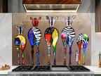 Farmhouse Zebra Print Backsplash - Rustic Kitchen Tile for Stove - Tempered Glass Zebra Splashback