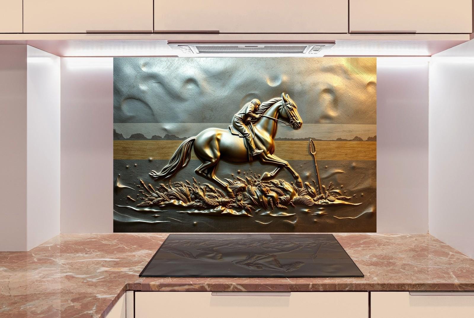 Horse Tempered Glass Kitchen Backsplash: Equestrian Art Stove Cover