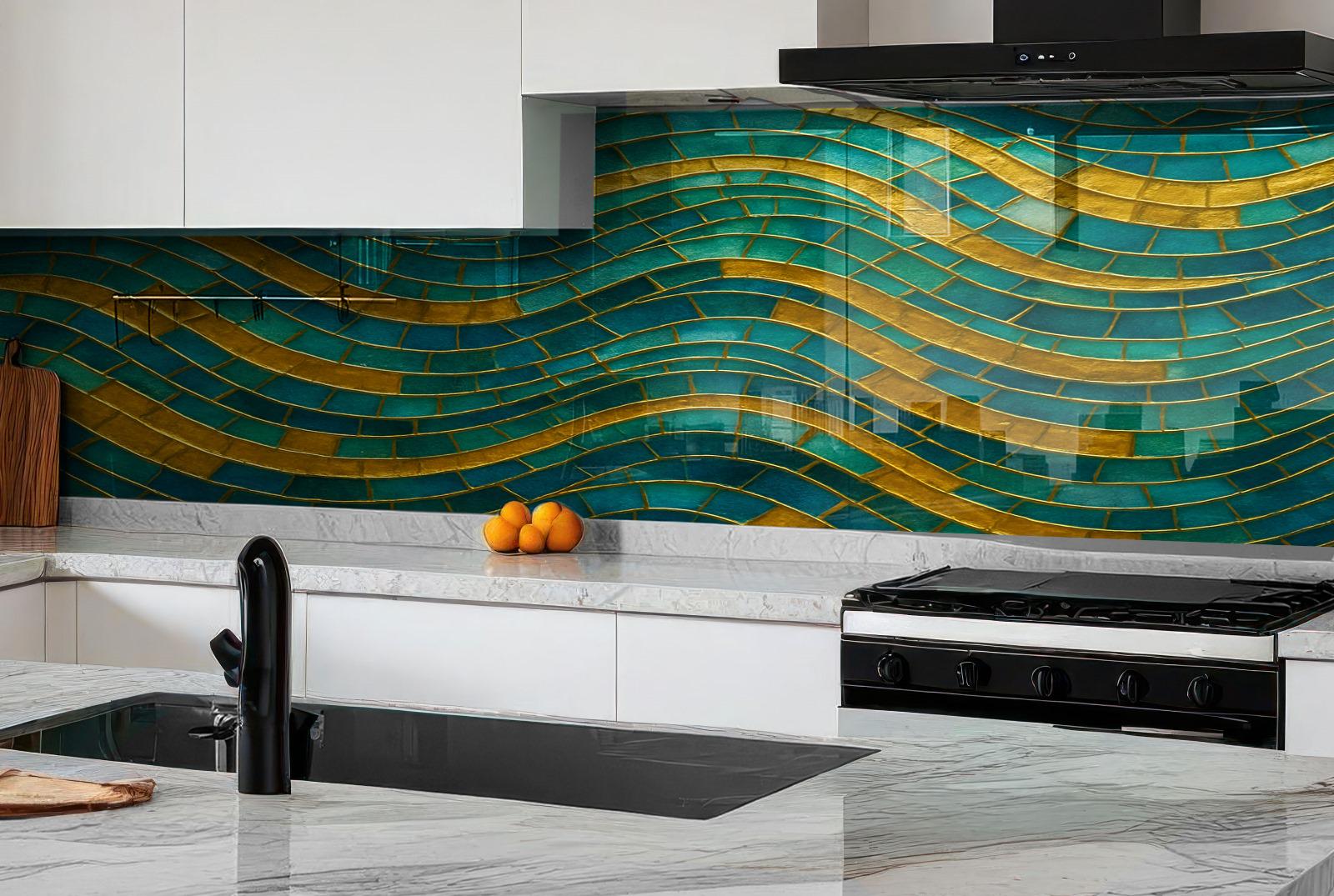 a kitchen with a stove top oven next to a counter