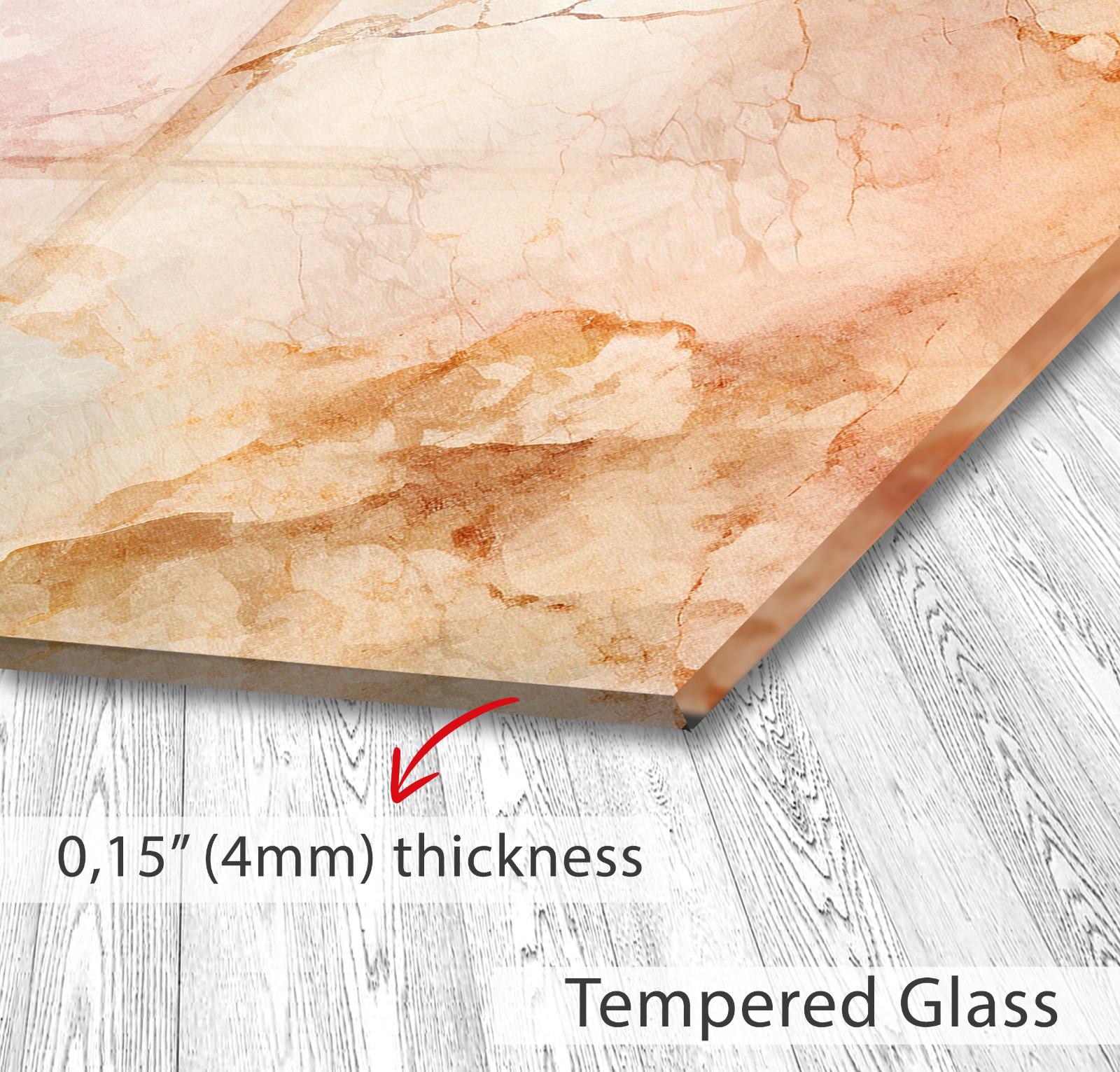 a close-up of a textured surface, possibly a glass or a stone, with a red arrow pointing to the thickness of the material.