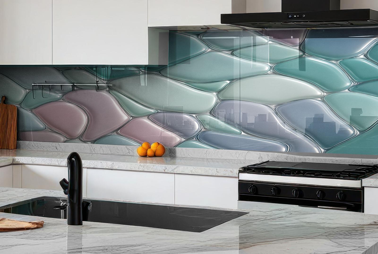 a kitchen with a stove top oven next to a counter top