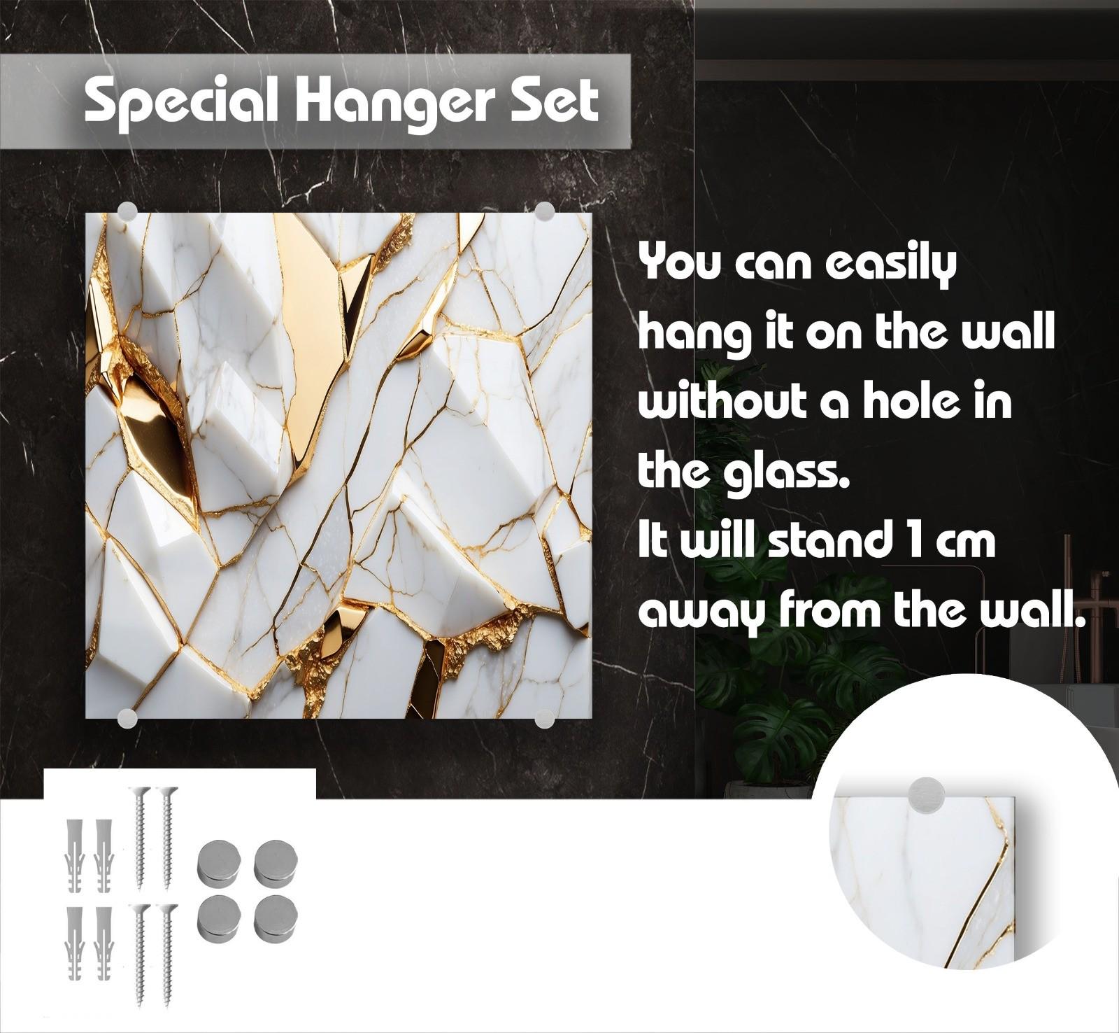 White Gold Marble Backsplash: Tempered Glass, Heat Resistant