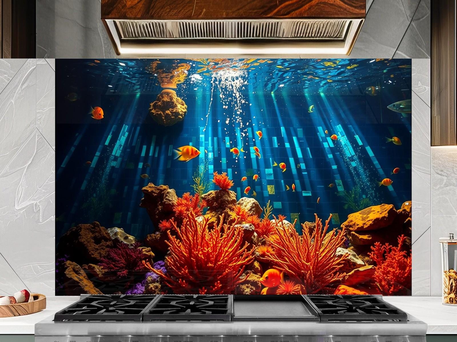 a fish tank with a lot of fish in it