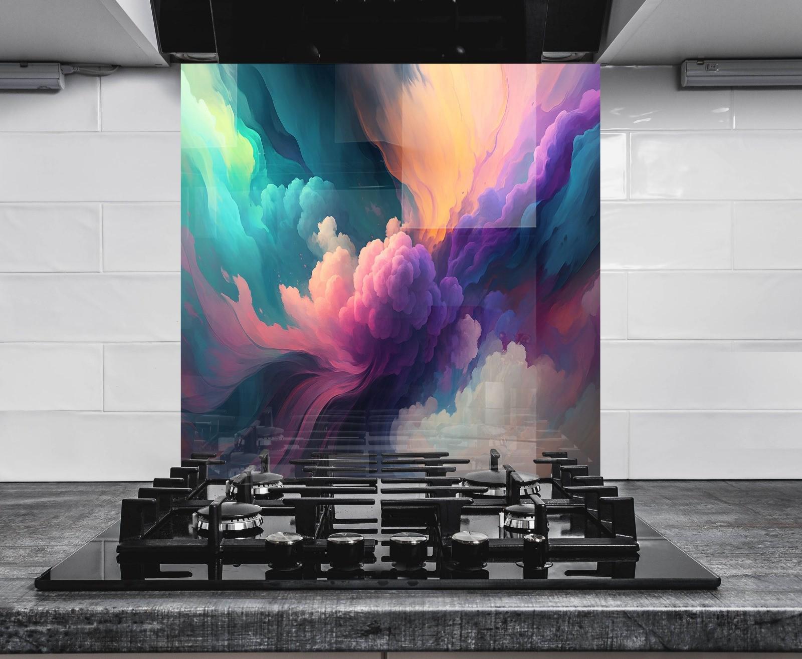 a picture of a colorful painting on a wall