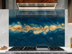 a stove top with a painting on it