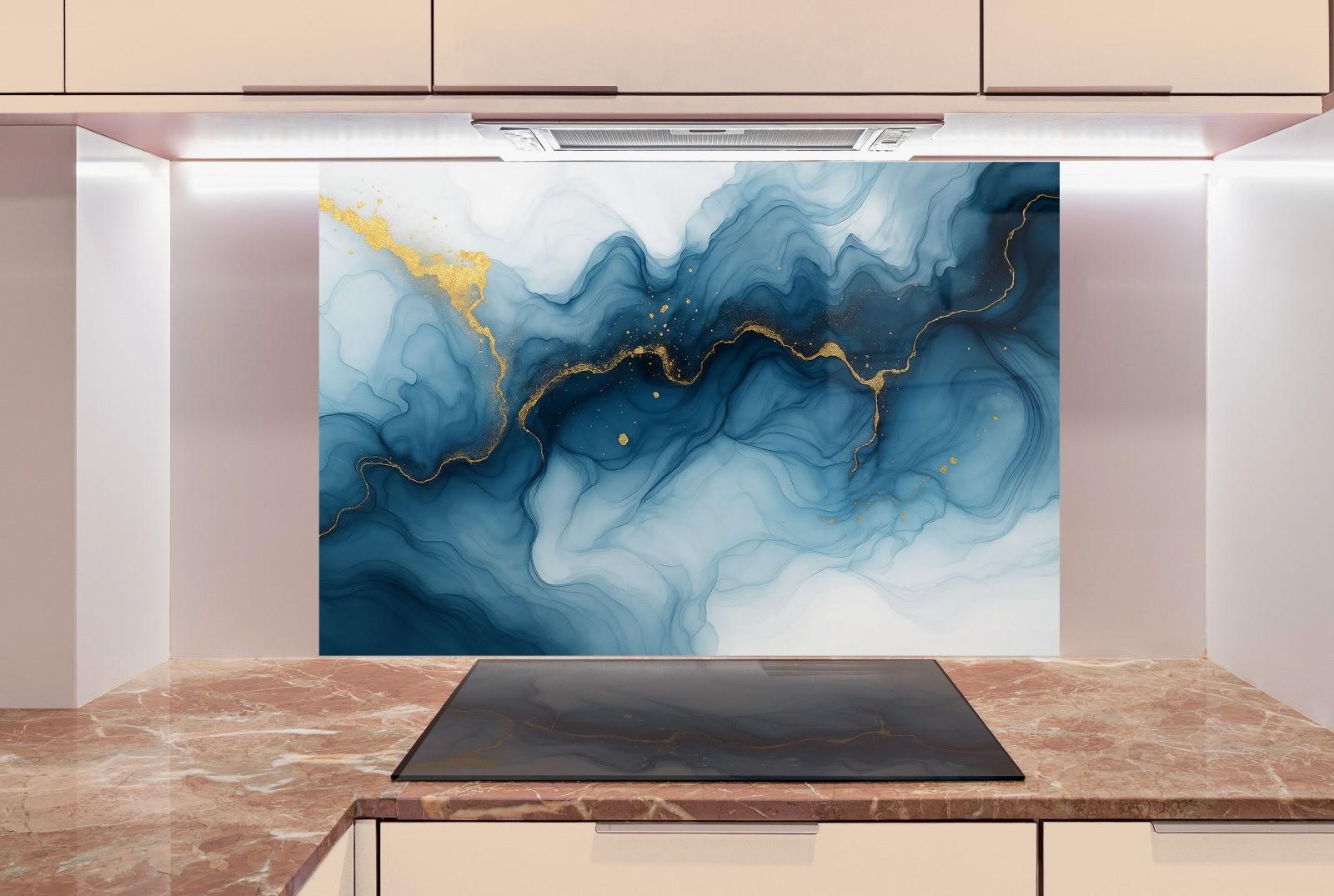 a painting on a wall in a kitchen