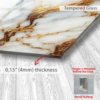 Golden Marble Wall Art: Modern Abstract Design (Tempered Glass)