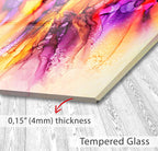 The image is a close-up of a Tempered Glass surface, which is described as having a thickness of 4mm.