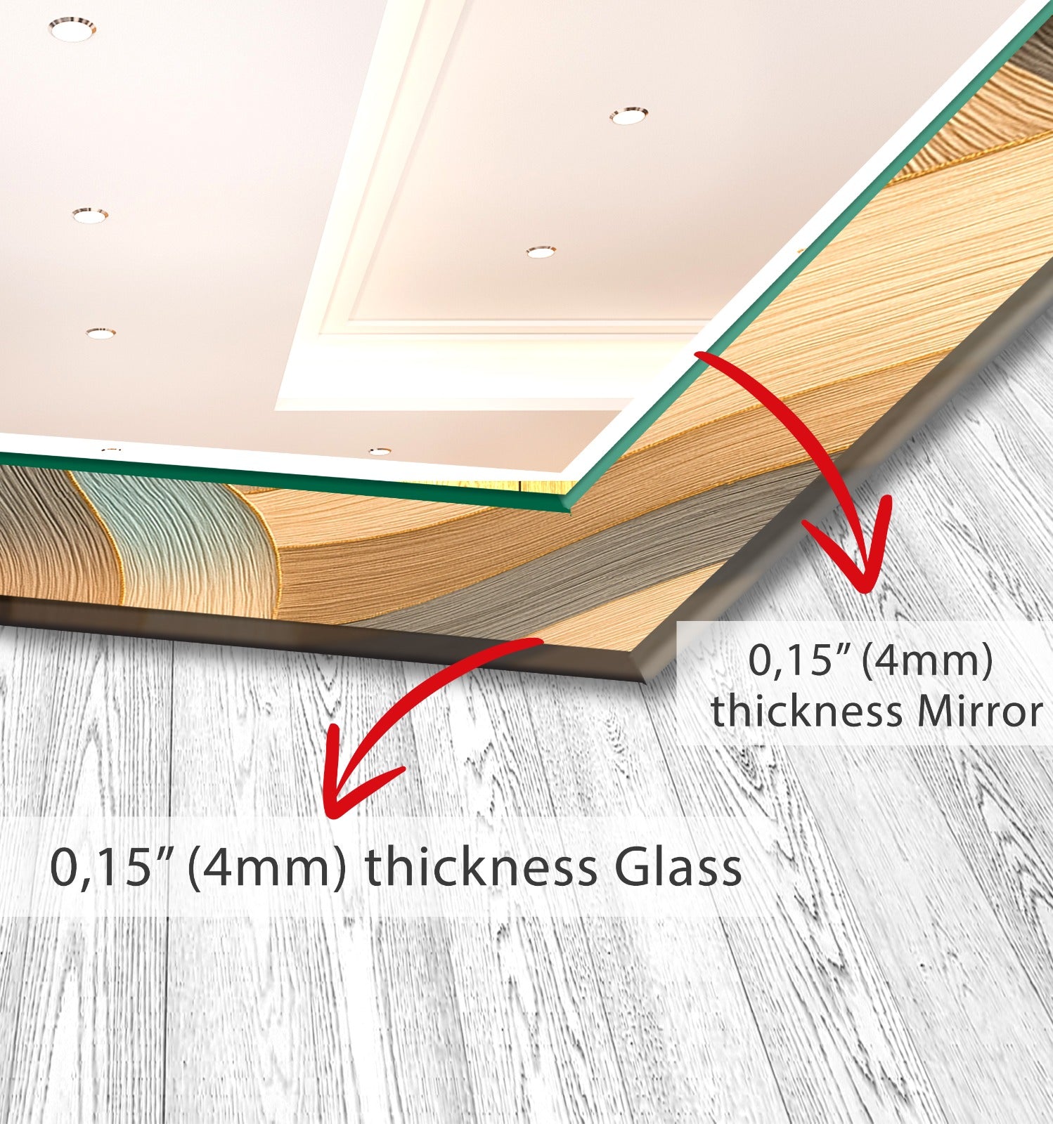 Elegant decorative glass mirror with neutral wave pattern, perfect for bathroom or living room.

Beige and teal artistic tem