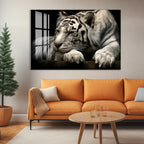 Majestic wildlife design showcasing the rare beauty of the white tiger.