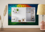 Spiritual and artistic tempered glass mirror with vibrant rainbow mosaic effect.