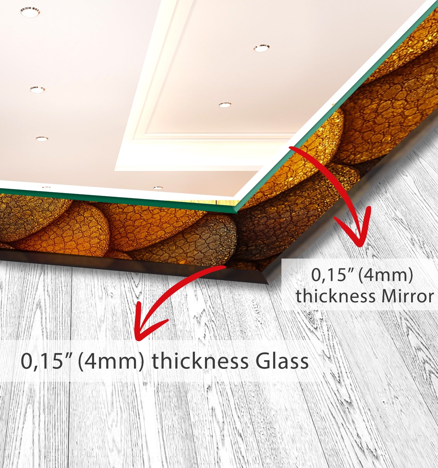 Bronze Scale Pattern Tempered Glass Mirror – Modern Oval UV Printed Wall Art
