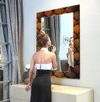 Bronze Scale Pattern Tempered Glass Mirror – Modern Oval UV Printed Wall Art