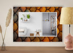 Bronze Scale Pattern Tempered Glass Mirror – Modern Oval UV Printed Wall Art