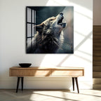 Nature inspired wolf wall hanging with howling wolf