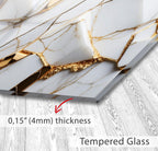 White Gold Marble Backsplash: Tempered Glass, Heat Resistant