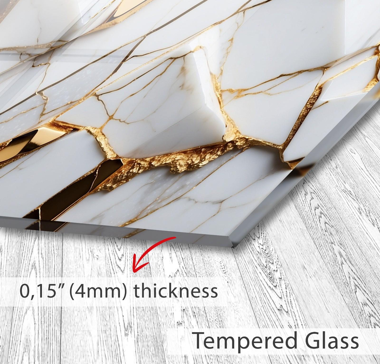 White Gold Marble Backsplash: Tempered Glass, Heat Resistant