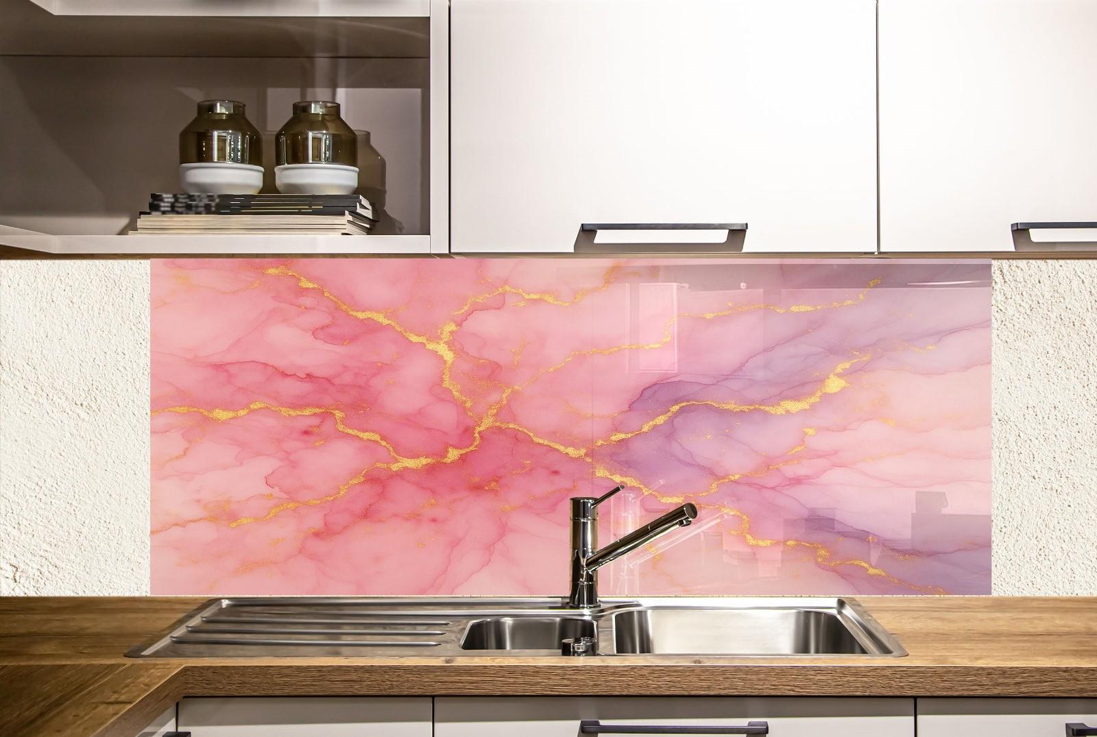 a kitchen with a sink and a marble backsplash