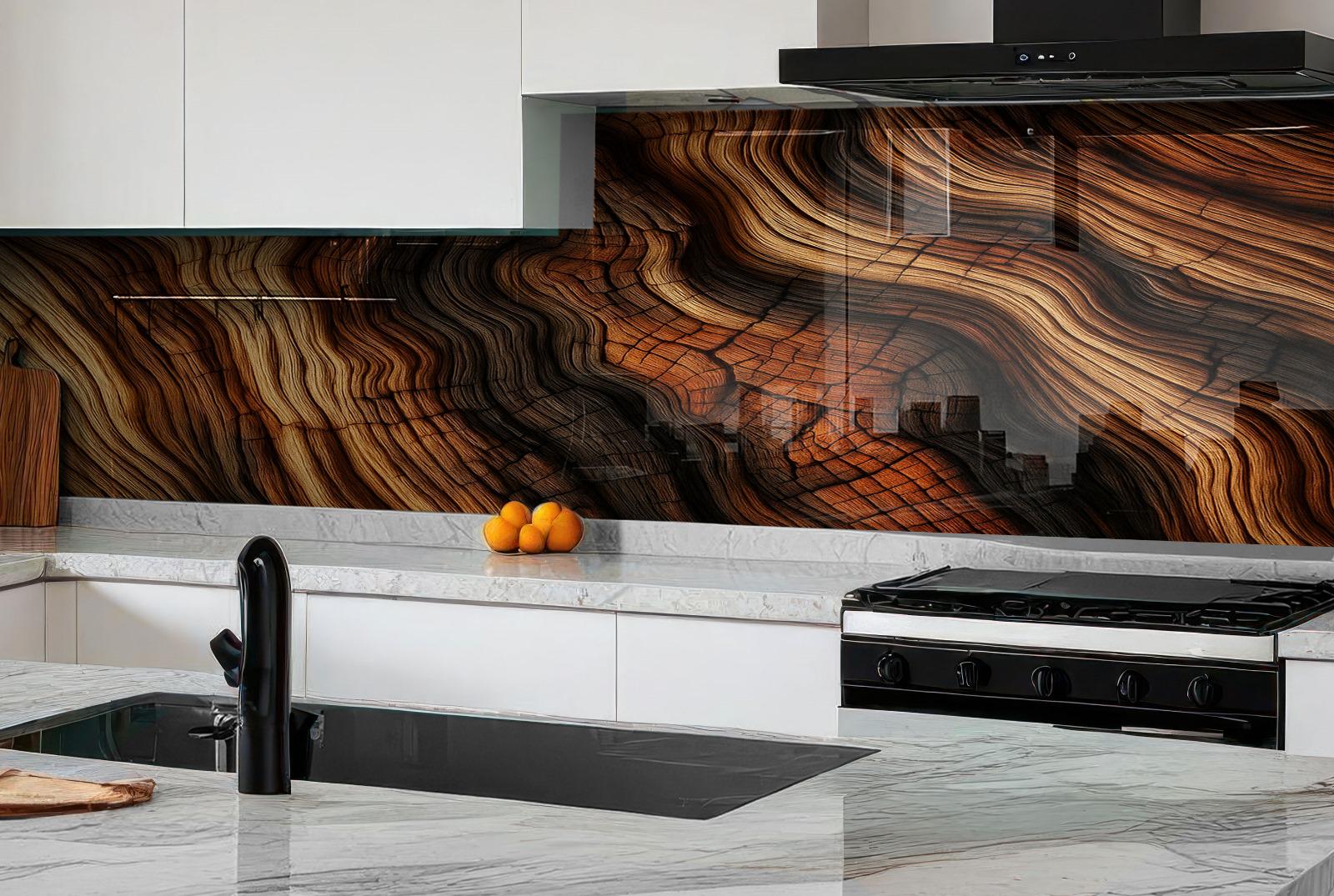 a kitchen with marble counter tops and white cabinets