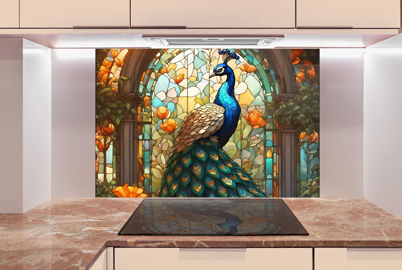 Elegance and nature in vibrant stained glass