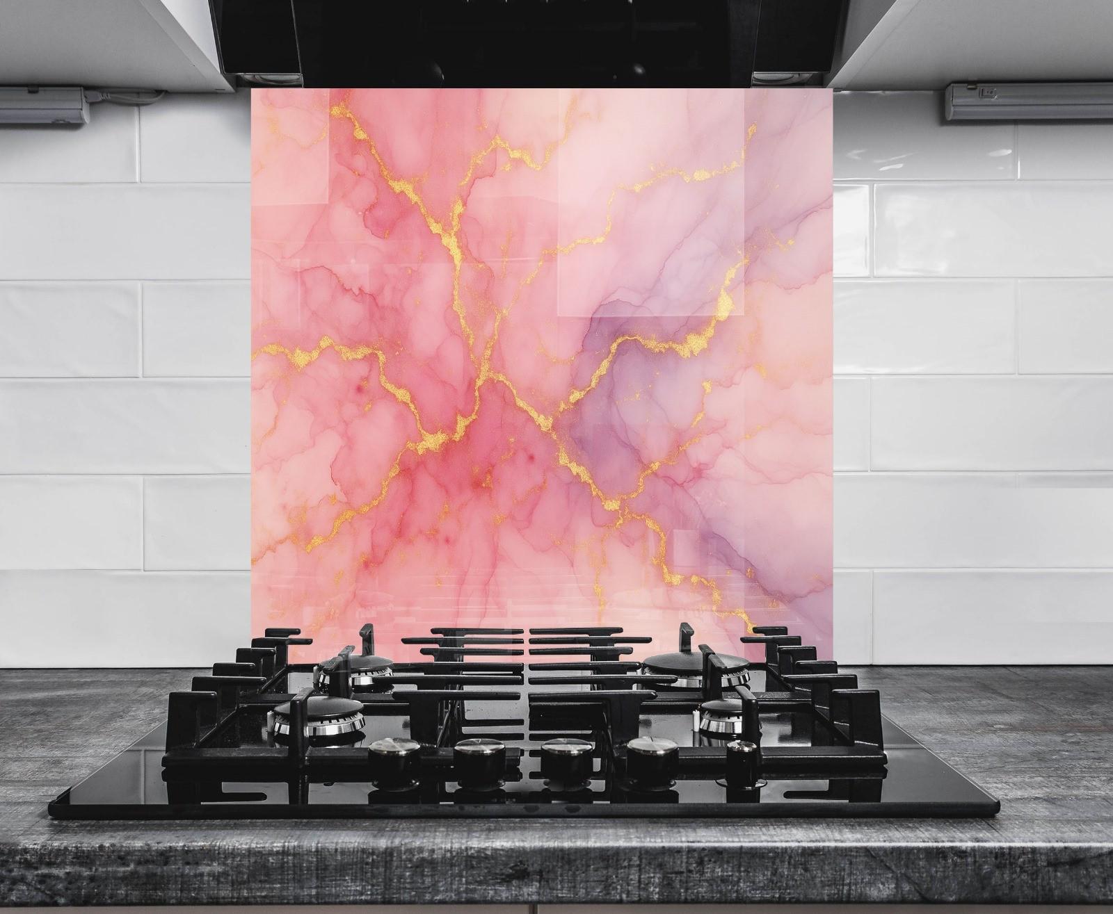 a stove top with a painting on the back of it