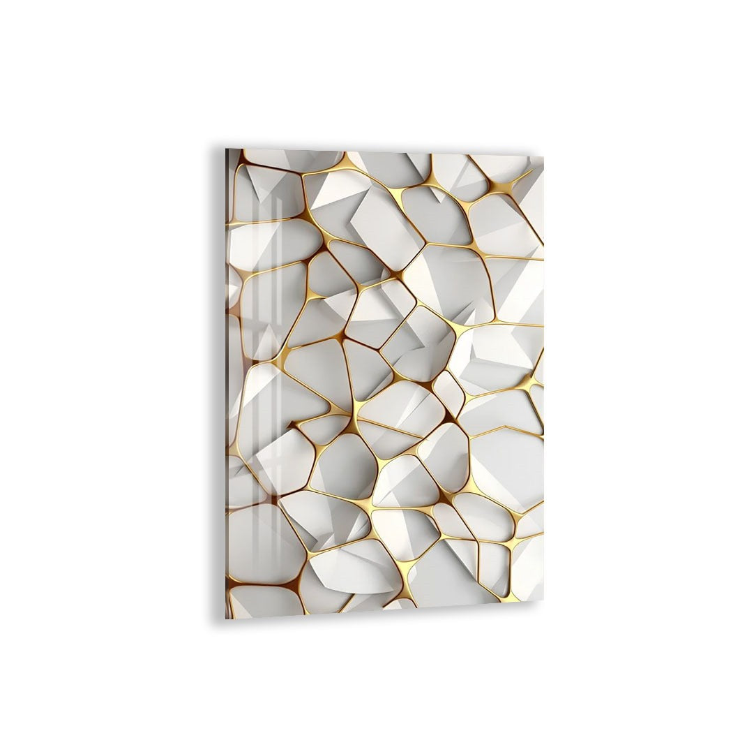 a geometric pattern with a white background and gold accents, creating a visually striking and abstract design.